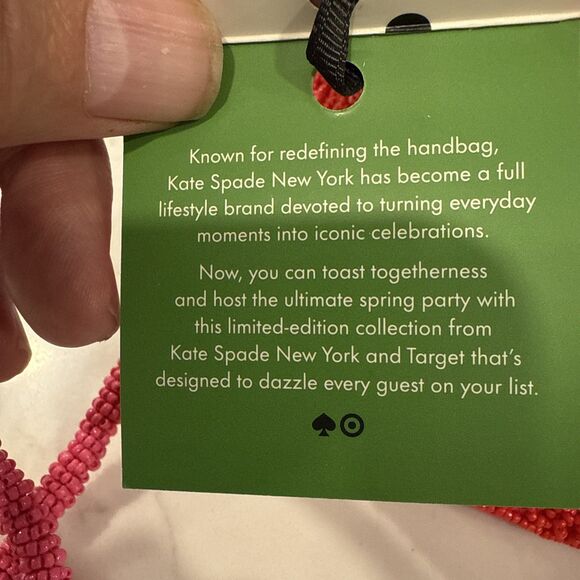 Beaded Classic Rose Drawstring Bucket Bag Pink/Red - Kate Spade NY + Target NWT - Picture 3 of 8